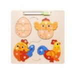 Wooden Matching Jigsaw Puzzle (Chicken) with Writing Pen