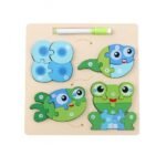 Wooden Matching Jigsaw Puzzle (Frog) with Writing Pen