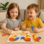 Wooden Matching Jigsaw Puzzle (Chicken) with Writing Pen - Image 2