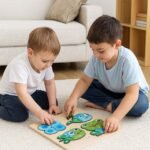 Wooden Matching Jigsaw Puzzle (Frog) with Writing Pen - Image 2