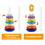 Spin & Slide Stacking Rings, Fun Twist & Stack Action, Stacked Rings Animal Tower Toy for Kids - Image 2