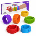 Fidget Bracelets for Kids (6-Pack) – Sensory Toys, Wearable Fidget Bands, Textured Tactile Wristbands for Focus, Stress Relief, Classroom, Travel & Special Needs